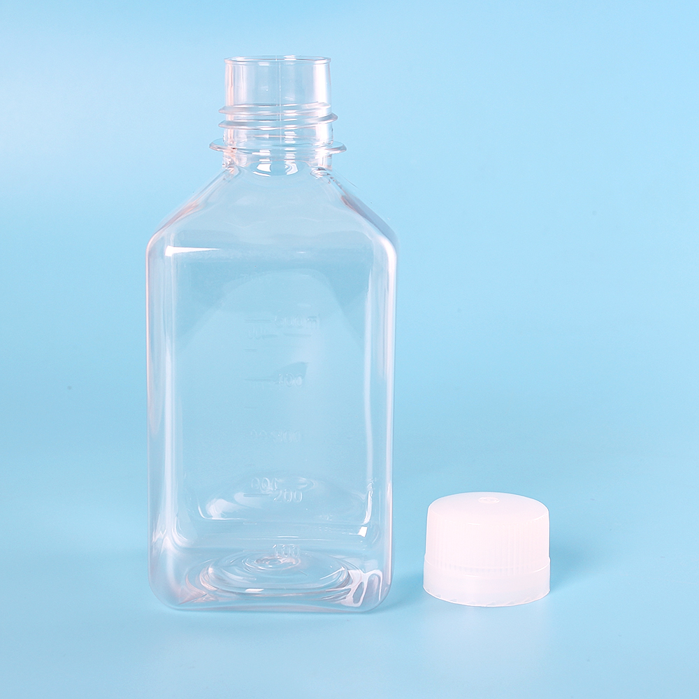 500mL Clear Plastic for Lab Sterile Reagent Bottle Cell Culture flask